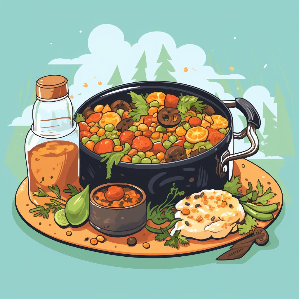 Enjoying one-pot vegan camping meal